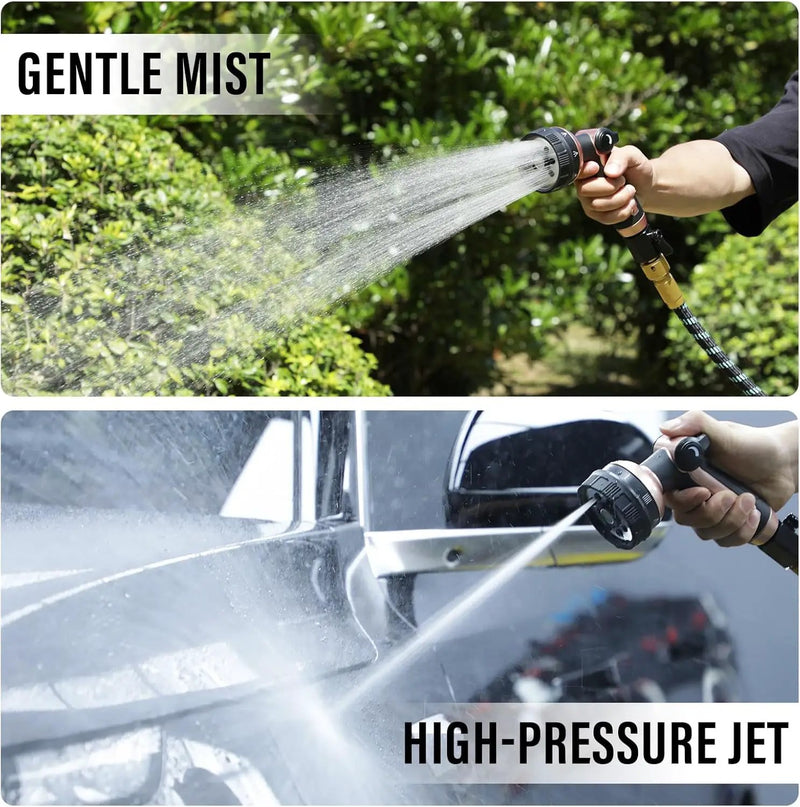 Heavy Duty Garden Hose Nozzle, 100% Metal Water Hose Sprayer with 8 Spray Patterns, High Pressure Hose Nozzle with Thumb Control, On Off Valve, for Lawn & Plant Watering, Car & Pet Washing by GreenHaven Gardens