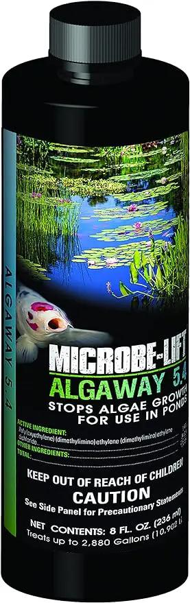 MICROBE-LIFT ALGA08 Algaway 5.4 Algae Control Treatment for Ponds and Water Gardens, Safe for Koi Fish, Goldfish, Plants, and Decorations, 8 Ounces by GreenHaven Gardens