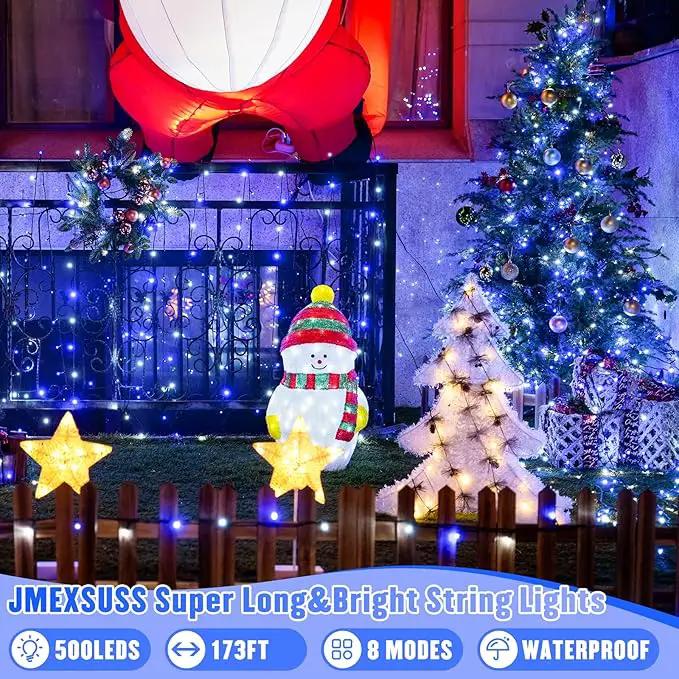 JMEXSUSS 500 LED Blue and White String Lights Outdoor, 173ft 8 Modes LED Christmas Lights Indoor, Waterproof Christmas Twinkle Lights for Tree Holiday Decorations by GreenHaven Gardens