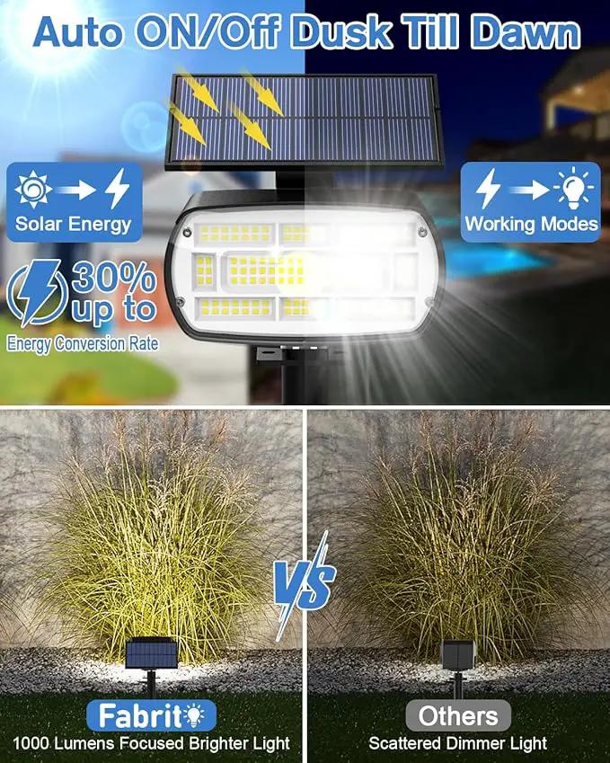Fabrito Solar Spot Lights Outdoor 136 LEDs, Large Area Lighting Solar Lights Outdoor, 2 Pack IP65 Waterproof Landscape Spotlights Auto On/Off for Yard, Garden, Pathway, Plants,Tree (Cool White) by GreenHaven Gardens