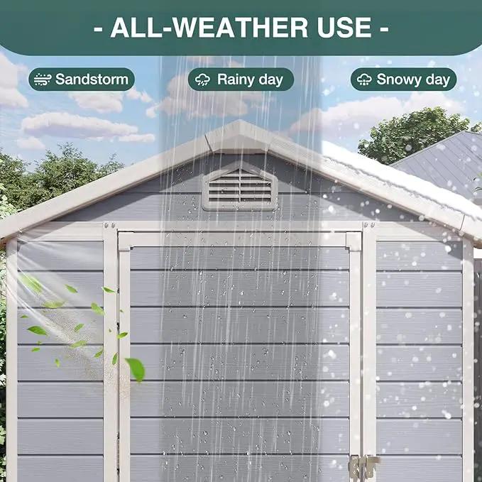 Storage Shed Plastic Outdoor Storage Shed Waterproof Container House with Lockable Door and Transparent Window for Garden, Lawn, Backyard, Patio (6x4FT) by GreenHaven Gardens