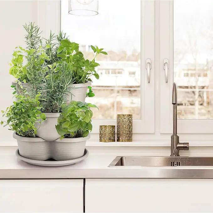 Amazing Creation Stackable Planter, Vertical Oasis Tiered Garden Planter, Grow Vegetables, Herbs, and Succulents with Ease by GreenHaven Gardens