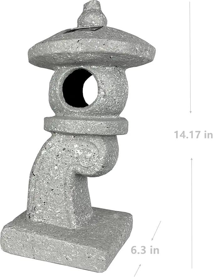 14’’ High Asian Solar-Powered Zen Pagoda Garden Statue LED Light Solar Lamp for Outdoor Japanese Decoration Aesthetic Garden Figurines by GreenHaven Gardens