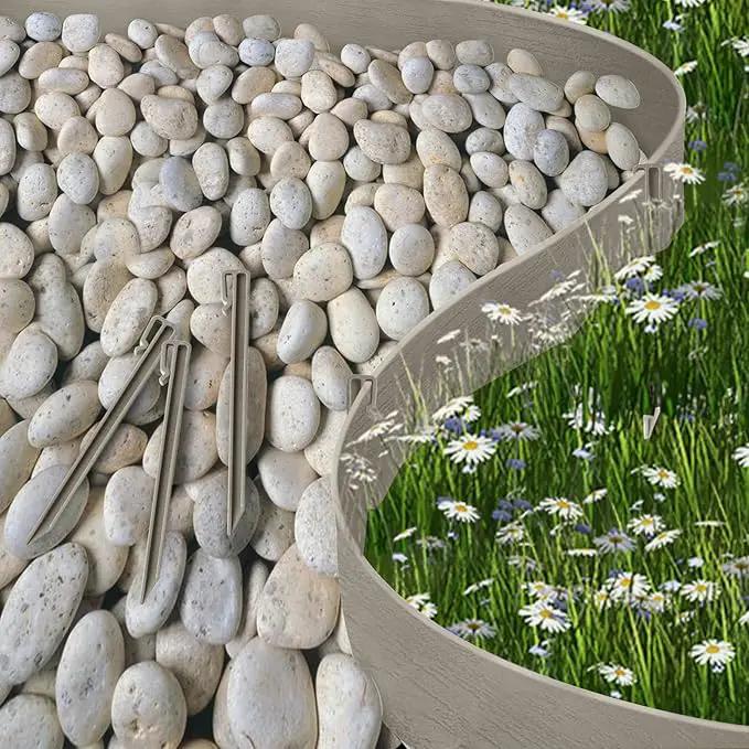 Landscape Edging Kit, Include 4 Inch High 40 Feet Length Terrace Board, 20 Durable Spikes, Edging Pruning Shear, Rubber Mallet Hammer, Gray by GreenHaven Gardens