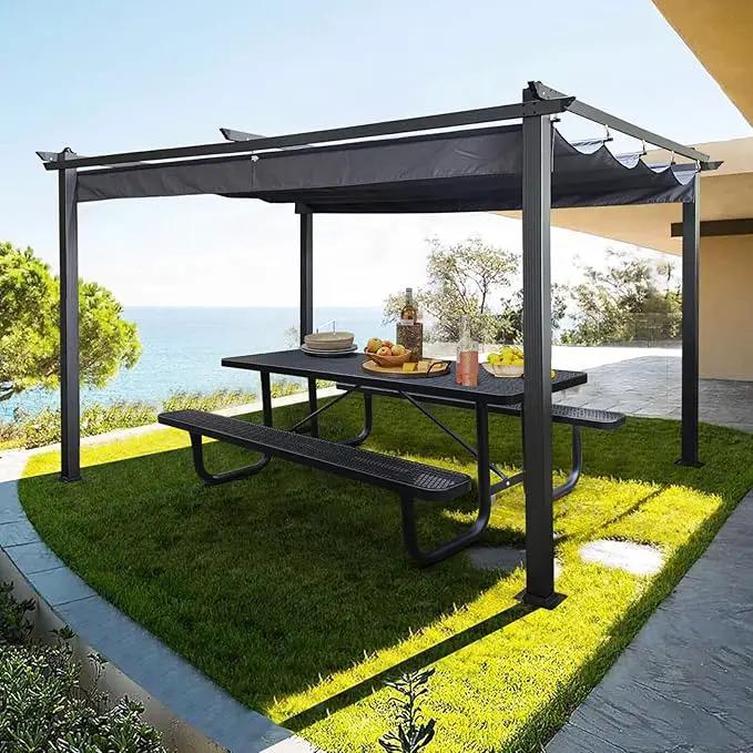 6FT Metal Picnic Tables for Outdoors, Commercial Rectangular Picnic Table and Bench Set for Outside, Patio, Garden, Backyard, Porch, Surface Mount, Black by GreenHaven Gardens