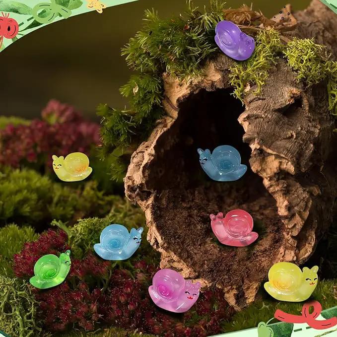 90 Pcs Luminous Resin Snail Miniatures Mini Animals Figures Cute Snail Figurine Fairy Decor Animal Ornament for Garden Landscape Home Accessories Craft Cake Decoration DIY by GreenHaven Gardens