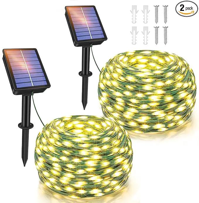 Ollny Solar String Lights Outdoor, 2 Pack Total 80FT 240LED Solar String Lights, 8 Modes IP67 Waterproof Fairy Lights for Outside Yard Garden Holiday Xmas Decorations, Warm White by GreenHaven Gardens