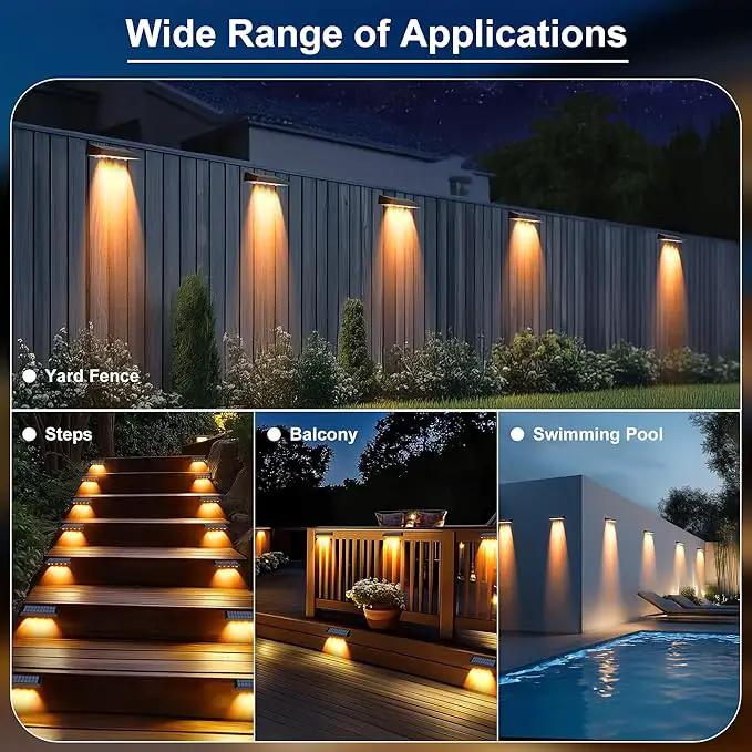 Solar Fence Lights Outdoor Waterproof IP65, 12 Pack Fence Lights Solar Powered 60 Lumens Auto On/Off Step Wall Lights Outside Decorations for Yard, Porch, Patio, Stairs, Pool, Deck, Garden- Warm Light by GreenHaven Gardens
