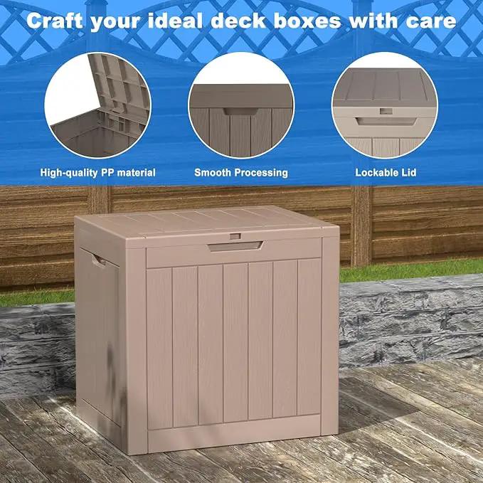 36 Gallon Outdoor Deck Box,Storage Lockable Waterproof Patio Furniture,Garden Tools,Cushions,Pool Accessories Outside Storage Resin Box(Grey) by GreenHaven Gardens