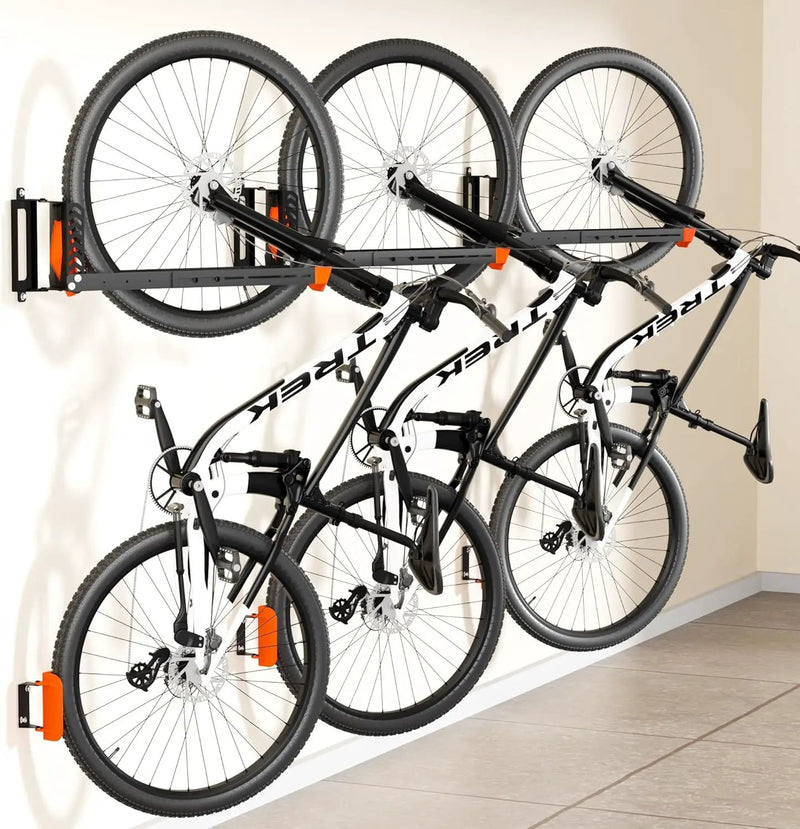 3-Pack Swivel Bike Rack Wall Mount, Bike Hangers for Garage, Space-Saving Vertical Bike Holder, Holds up to 77 lbs, Bicycle Wall Hanger Storage, No Heavy Lifting Required Indoor Hanging Bike Rack by GreenHaven Gardens