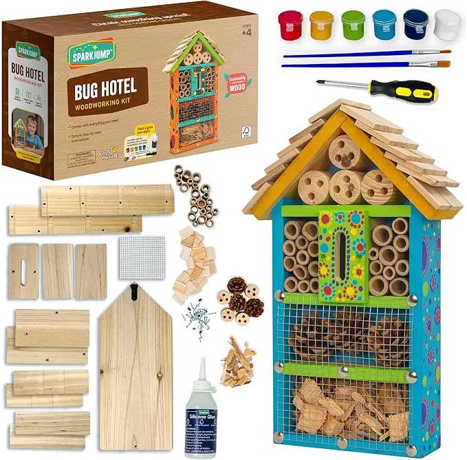 Premium Bug Hotel Kit, DIY Cedar Wood Craft for Building Bee, Ladybug, or Butterfly Houses, Educational Kit for Kids, Parents and Teachers by GreenHaven Gardens