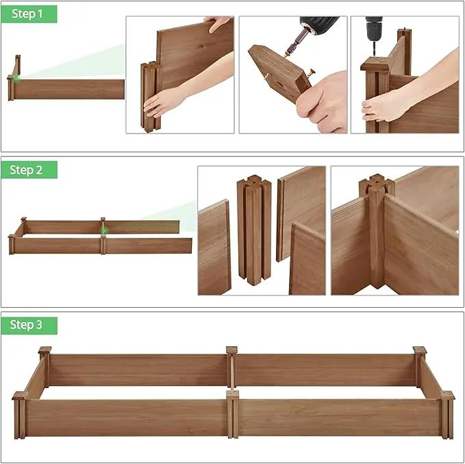 Yaheetech 8x2ft Wooden Horticulture Raised Garden Bed Divisible Elevated Planting Planter Box for Flowers/Vegetables in Backyard/Patio Outdoor, Dark Brown, 95 x 25 x 11in by GreenHaven Gardens