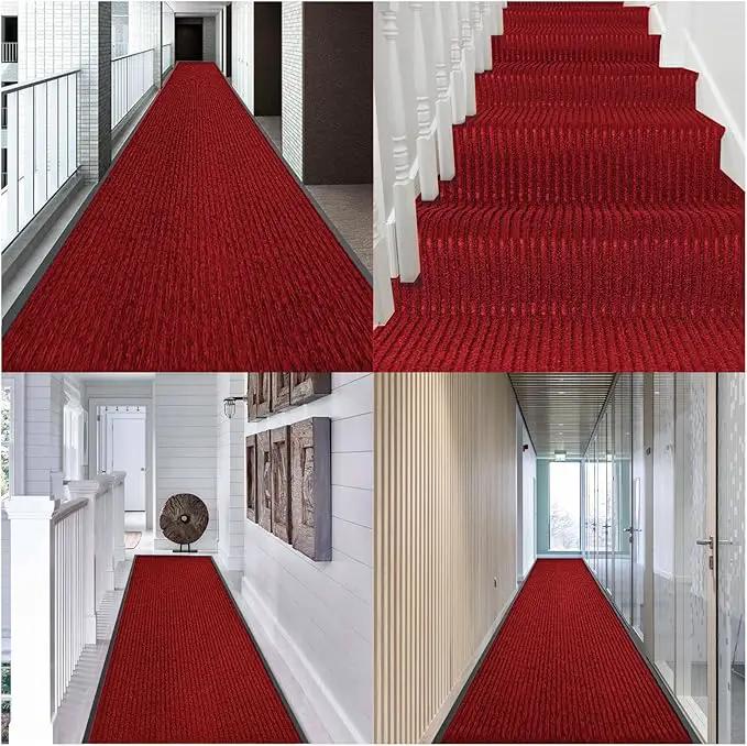 Rubber Door Mat About W3' ×L16' Heavy Duty Large Outdoor Indoor Mat Durable Entrance Doormat Waterproof Rubber Back Rugs for Home Entryway Patio Porch Office Business Areas (Wine Red) by GreenHaven Gardens
