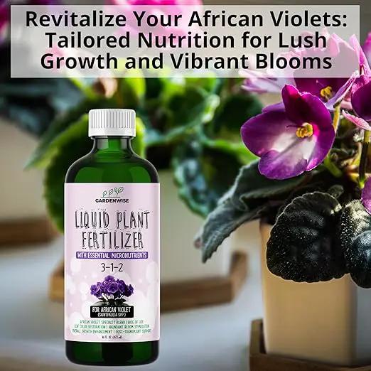 3-1-2 African Violet Fertilizer for Indoor Plants: Liquid Fertilizer with Essential Micronutrients Drops - Plant Food for African Violets (32 OZ) by GreenHaven Gardens