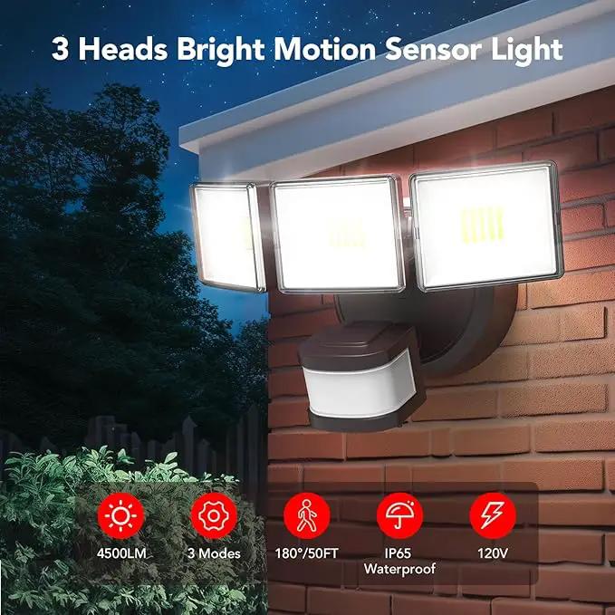 OREiN 4500LM/35W Flood Lights Outdoor, 180°/40FT Motion Sensor Outdoor Lights Dusk to Dawn Security Lights IP65 Waterproof 3 Modes for Outside 4500SQ.FT Front Door, Garage, Bronze (Hardwired) by GreenHaven Gardens