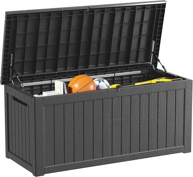 270 Gallon Outdoor Storage Box Waterproof Lockable Resin Deck Box Large, Patio Storage Bin for Pool Accessories Cushion Furniture, Garden Tools, UV-Resistant Outside Delivery Black by GreenHaven Gardens