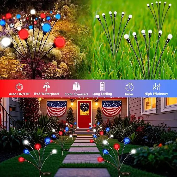 OZS 8pack Solar American Flag Lights - 4th of July Solar Garden LED Outdoor Waterproof Firefly Light for Memory Day, Independence Day, National Day Decoration (Red White Blue) by GreenHaven Gardens