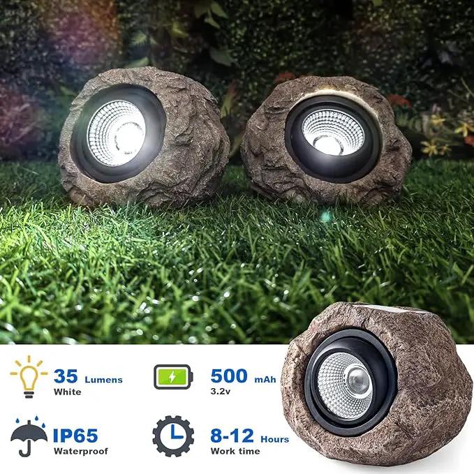 2 Pack Solar Rock Lights, Outdoor Decorative Garden Spotlights for Pathway, Walkway, Yard, Landscape, Patio by GreenHaven Gardens