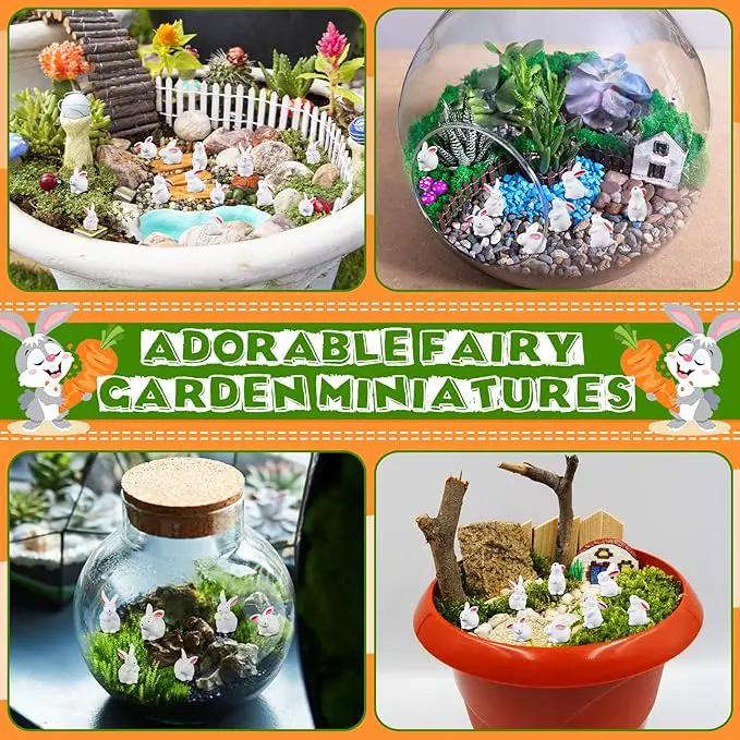 Marsui 100 Pcs Bunny Miniatures Figurines Rabbit Miniature Accessories Easter Garden Landscape Garden Rabbit for Easter Garden Accessories Dollhouses Decoration(Classic Rabbit) by GreenHaven Gardens