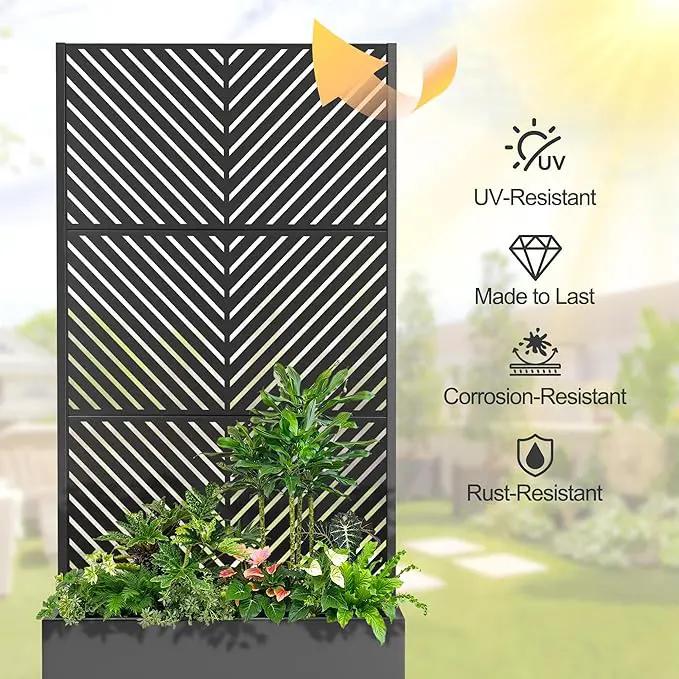 Raised Garden Bed with Trellis and Wheels,73"x35"x16" Metal Raised Garden Bed,Black Parallel Metal Planter with Climbing Trellis for Vines & Vegetables by GreenHaven Gardens