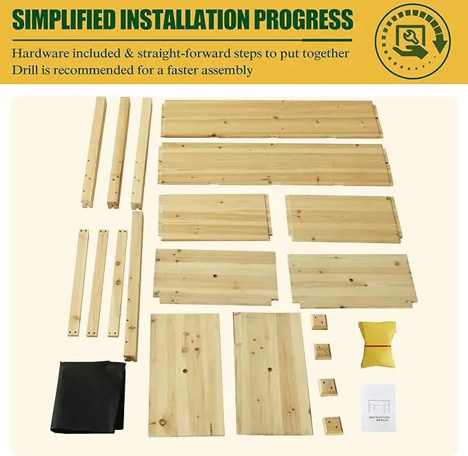 MUPATER 4x2FT Raised Garden Bed,Raised Garden Bed with Four Legs, Elevated Planter Box with Drainage Holes for Herbs and Vegetables, Outdoor and Indoor, Natural Wood by GreenHaven Gardens