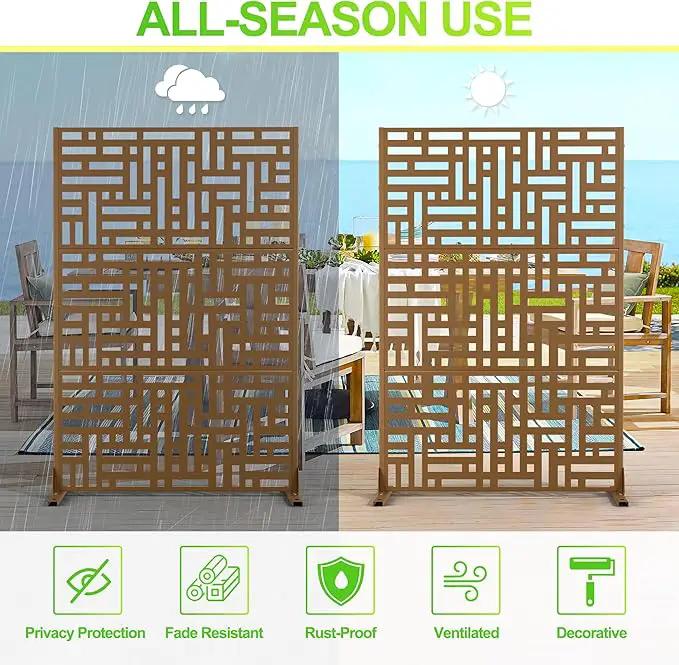 Outdoor Privacy Screen,72" H×47" W Metal Privacy Screen, Freestanding Privacy Fence Panels for Patio by GreenHaven Gardens