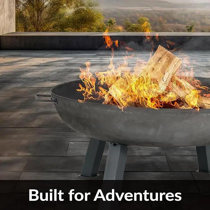 Sunnydaze 30-Inch Cast Iron Heavy-Duty Fire Pit for Outside - Wood-Burning Outdoor Fire Pit Bowl with Handles - Steel Finish by GreenHaven Gardens