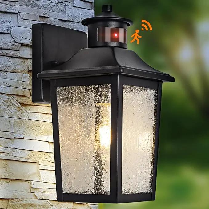 Motion Sensor Outdoor Wall Light - Black Dusk to Dawn Outdoor Lighting, LED Waterproof Exterior Light Fixture, Modern Porch Light Outside Wall Mount for House Patio Garage Garage, Anti-Rust by GreenHaven Gardens