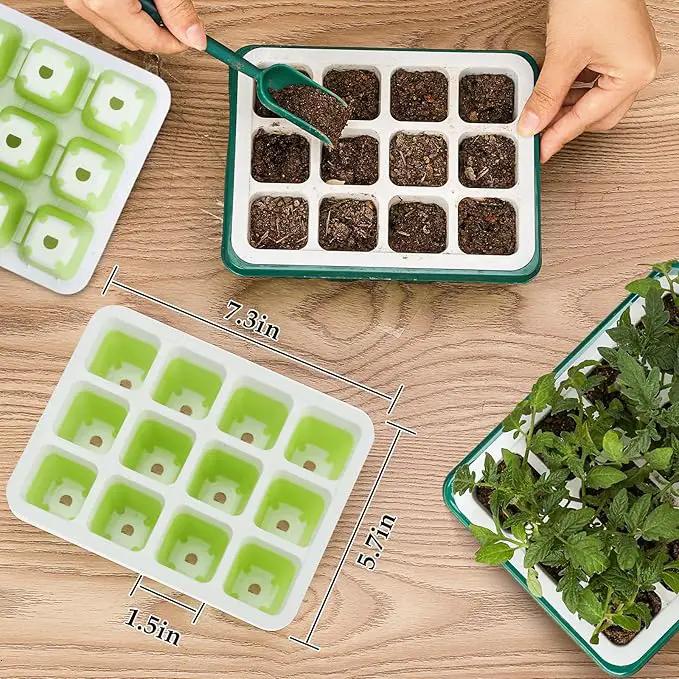 6pcs Reusable Seed Starter Kit, 72 Cells Seed Starter Trays, Silicone Seedling Starter Trays for Starting Plant Seeds with Flexible pop-Out Cells, Indoor Gardening Plant Germination Trays by GreenHaven Gardens