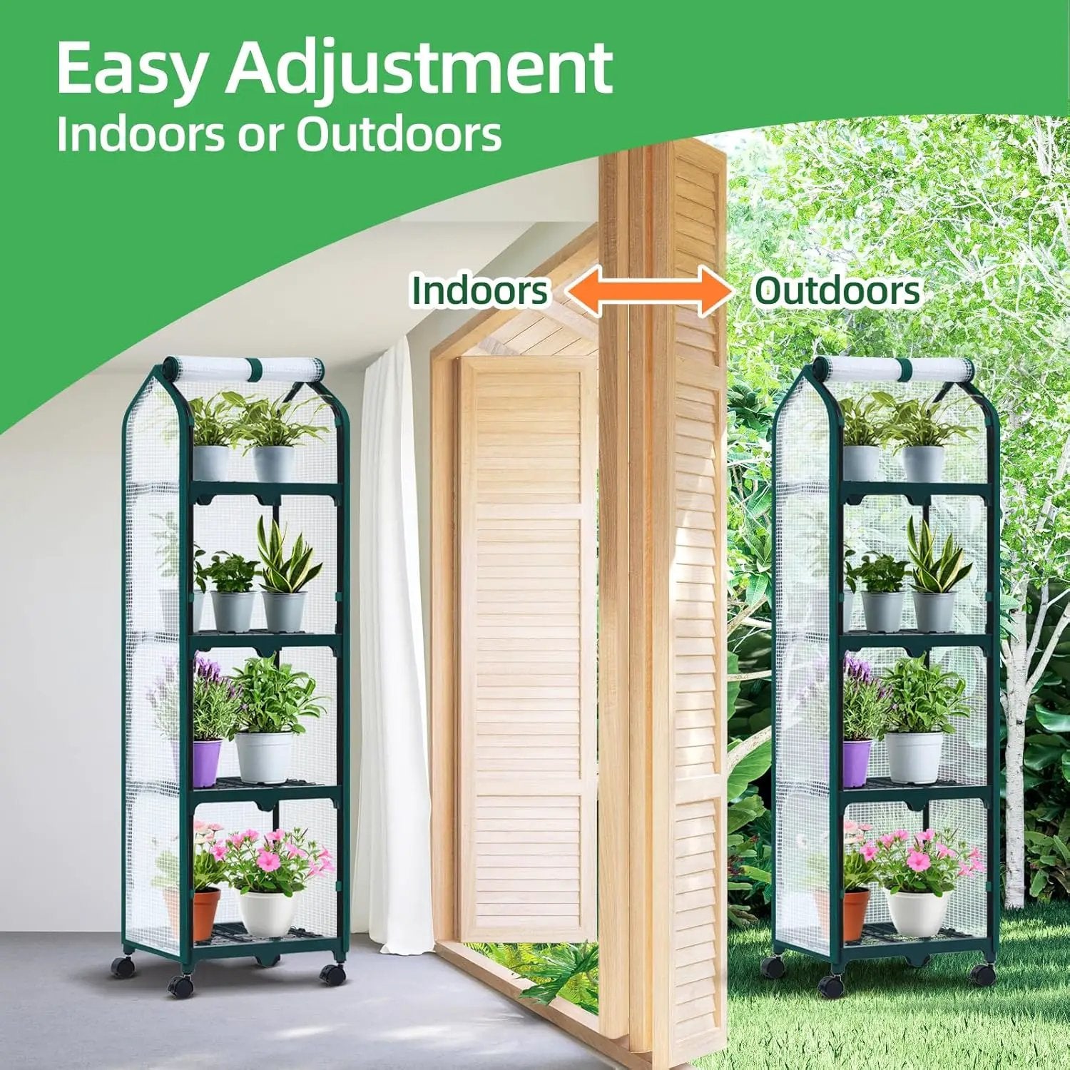 Ohuhu Mini Greenhouse for Indoor Outdoor, Small Plastic Plant Green House with Locking Wheels Portable Greenhouses with Durable Cover for Seedling,Ideal Gardening Gifts for Women Men White by GreenHaven Gardens