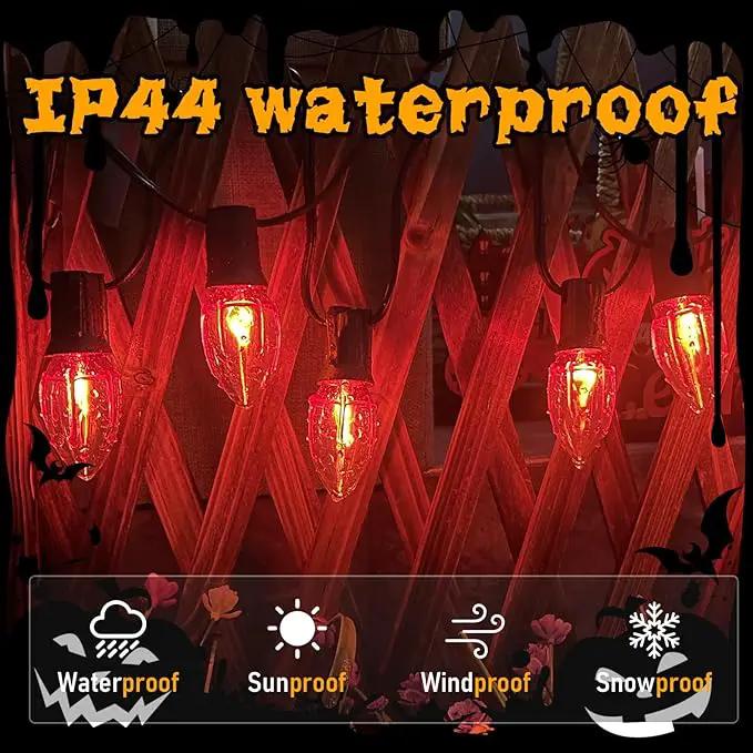 38Ft Outdoor Halloween Decorations Pathway Lights, C9 Flickering Flame Pathway String Lights with 25 Stakes Lights, Plug in Halloween Walkway Light Waterproof for Lawn Yard Sidewalk Garden by GreenHaven Gardens