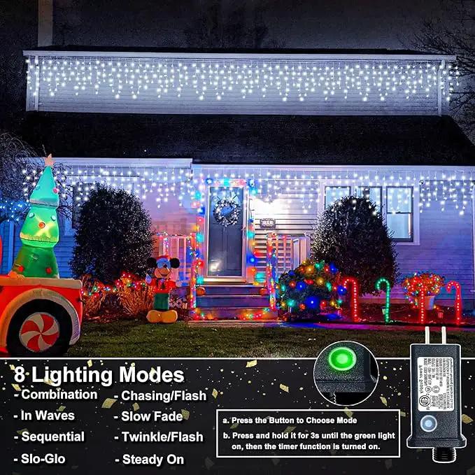 Icicle Christmas Lights, 98FT 1216 LED Icicle Lights for Outside with 228 Drops, 8 Modes Waterproof Twinkle String Lights for House Bedroom Wedding Holiday Decorations, White by GreenHaven Gardens