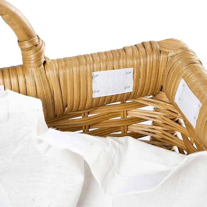 The Basket Lady Lift-Off Lid Wicker Storage Basket, Medium, 20 in L x 15 in W x 14 in H, Sandstone by GreenHaven Gardens