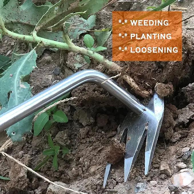 SHANFEEK Weed Puller with M-Shape Claw Weeding Artifact Uprooting Weeding Tool Dandelion Puller Tool Gardening Hand Tools Weed Remover Tool for Yard with Hard Solid Wood Handle(M-Type) by GreenHaven Gardens