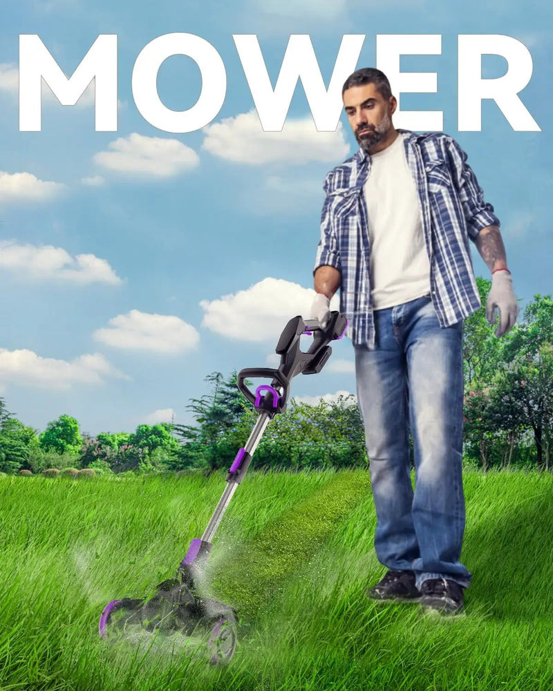 Weed Wacker Cordless, GearBrushless™, 3-in-1 Edger/Mower/Trimmer with Blade, 20V Battery Powered, 60 Min Runtime (with One Battery) by GreenHaven Gardens