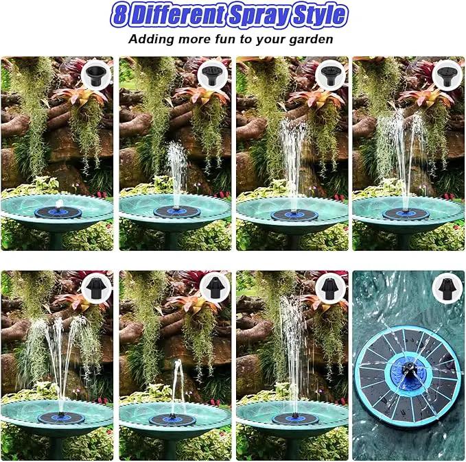 SZMP Solar Fountain Upgrade, 3.5W Solar Powered Bird Bath Fountains with Flower, Outdoor Water Feature Solar Pump with 7-in-1 Nozzles, 4 Fixed Pipes for Humingbirds, Garden, Pool, Pond, and Fish Tank by GreenHaven Gardens