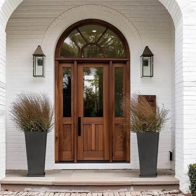 LA JOLIE MUSE 30 Inch Tall Planters for Outdoor Plants, 2 Sets Concrete Grey, Tall Outdoor Planters, Modern Square Outdoor Planters, Tall Large Planters for Front Door, Patio and Deck by GreenHaven Gardens