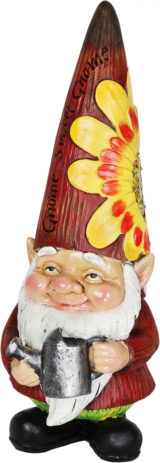 Exhart Garden Gnome, Red Hat Garden Statue Sculpture with Watering Can, Outdoor Lawn and Yard Decoration, 5 x 5 x 12.5 Inch by GreenHaven Gardens