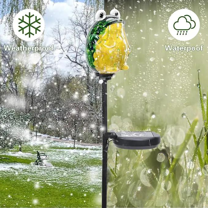 Afirst Solar Frog Garden Stake Lights Hand Blown Glass Decorative Garden Pathway Lights Outdoor Waterproof Animal Glass Stakes by GreenHaven Gardens