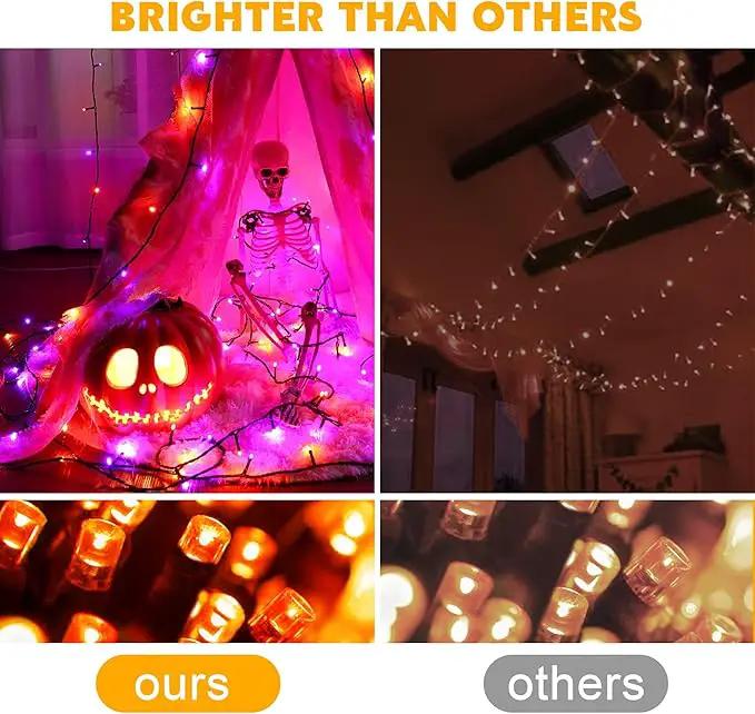 Weillsnow Orange Halloween Lights, 66FT Plug-in Waterproof String Lights, 8 Modes with Memory for Indoor/Outdoor Garden Decorations by GreenHaven Gardens