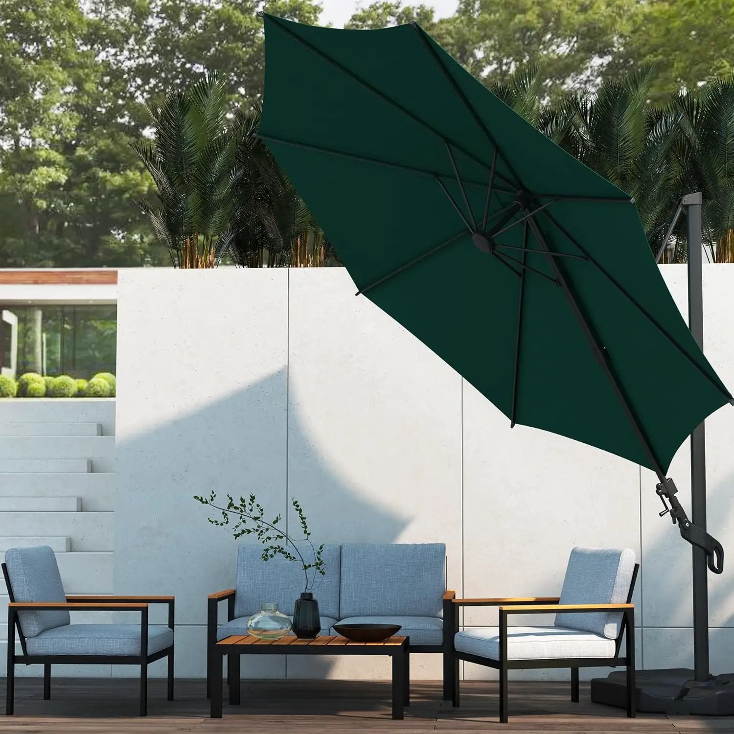 Abba Patio 10FT Vienna Offset Patio Umbrella Outdoor Cantilever Umbrella with 360° Rotation Design and Easy Tilt Adjustment UV 50+ Protection 8 Ribs for Backyard Garden Deck Pool Patio, Dark Green by GreenHaven Gardens
