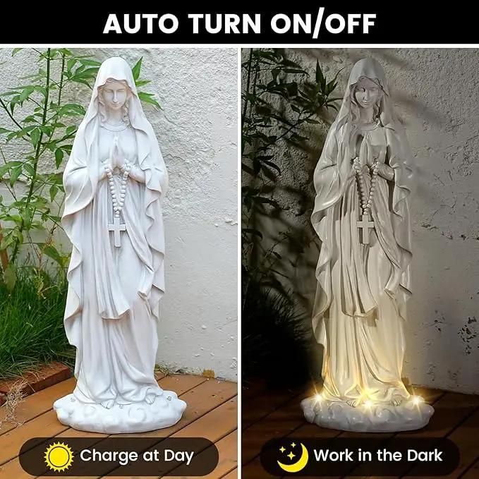 Virgin Mary Statue 31.49 Inch Religious Garden Statue Solar Mary Statue Outdoor Yard Patio Deck Home Entryway Hallway Sculpture by GreenHaven Gardens