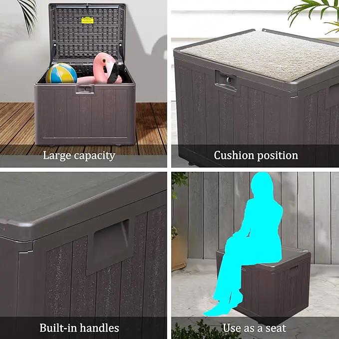 33 Gallon Pro Outdoor Storage Box Waterproof Lockable Resin Deck Box Large, Patio Storage Bin for Pool Accessories Cushion Furniture, Garden Tools, UV-Resistant Outside Delivery Brown by GreenHaven Gardens