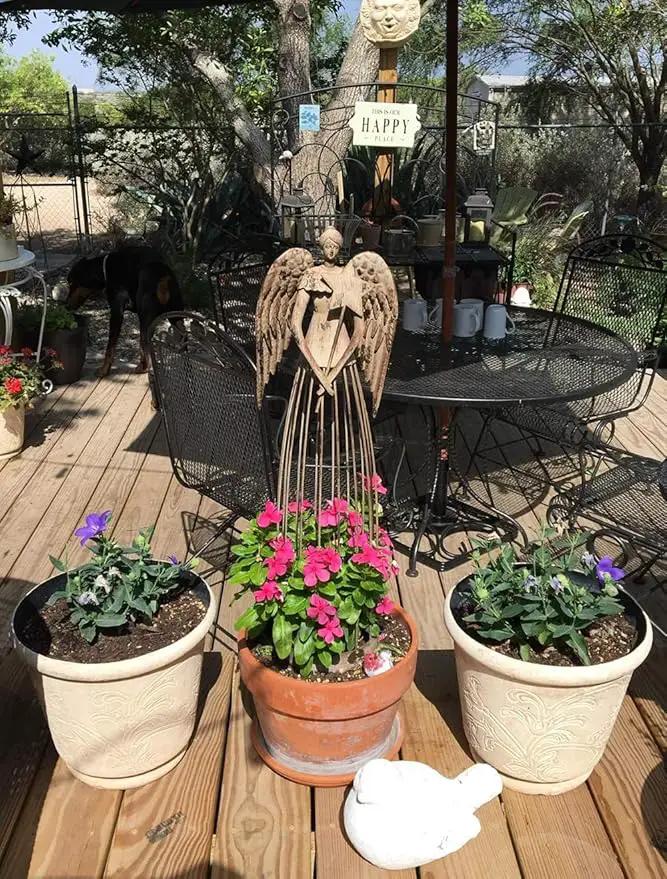Morning View Metal Angel Statue Decor for Garden Yard Art Outdoor Standing Large Angel Decorations with Star Antique Patio Patio Lawn Holiday Christmas Set of 2 (26 and 32 Inches Tall) by GreenHaven Gardens