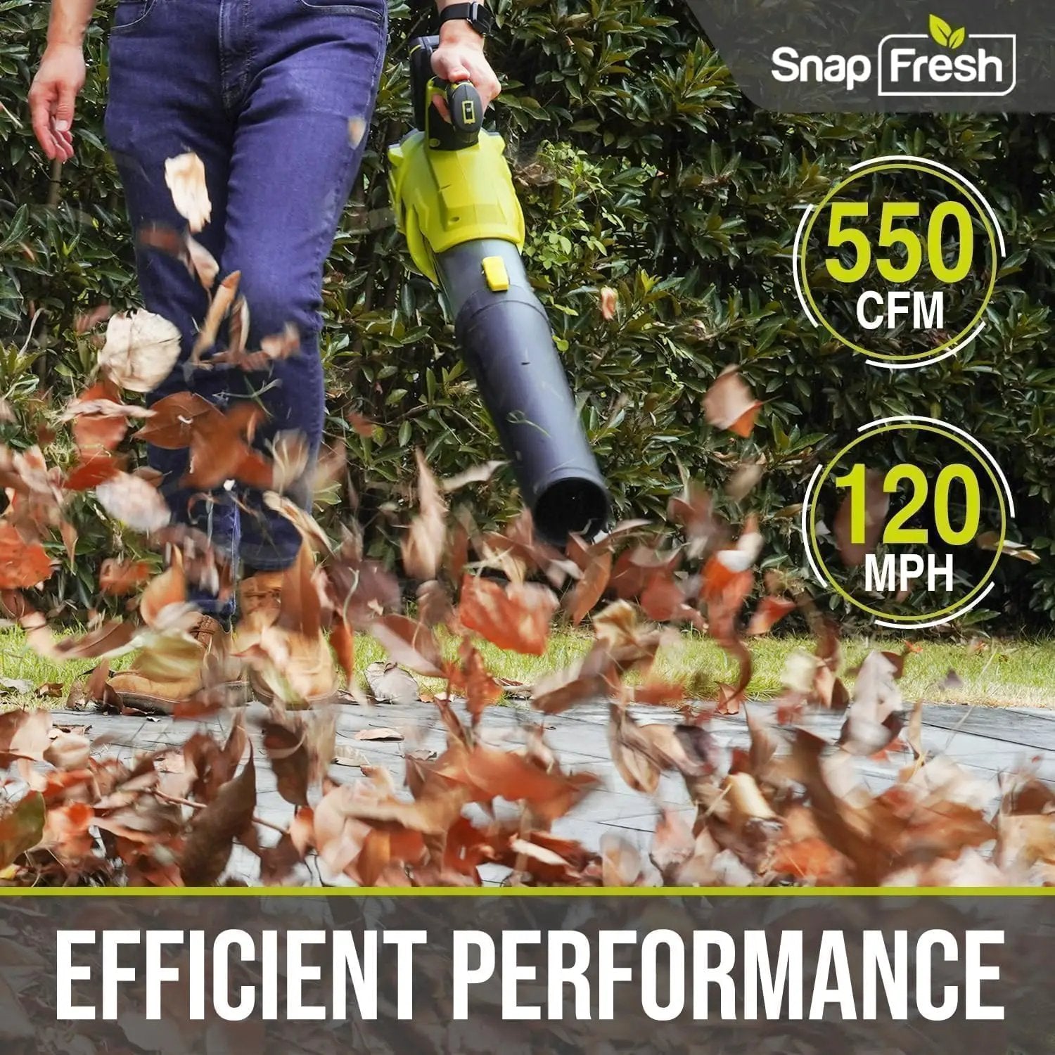 SnapFresh Cordless Leaf Blower - 550CFM Electric Leaf Blower Cordless with 2 x 4.0 Ah Battery and Fast Charger - 20V Lightweight Leaf Blower for Yard and Garden, Battery Operated Blower for Lawn Care by GreenHaven Gardens