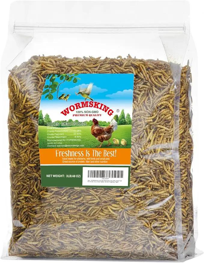 3LB Dried Mealworms, Great Treat for Chicken, Duck, Birds, Reptile, Hamster,Hedgehog, Pigeon by GreenHaven Gardens