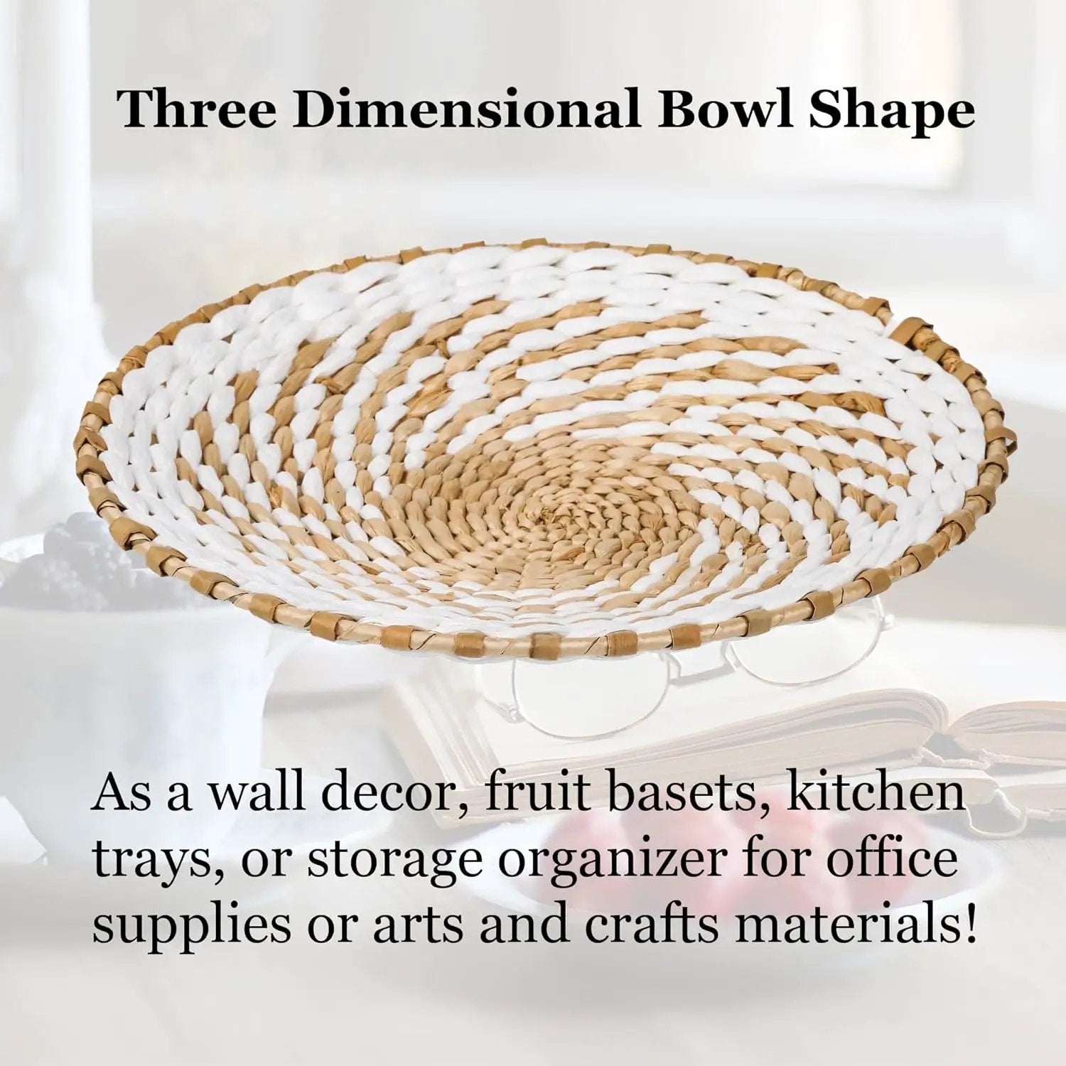 Boho Wall Basket Decor Set of 9, Woven Hanging Wall Decor Seagrass Rattan Wicker Round Handmade Rustic Flat Elegant Wall Art for Farmhouse Living Rooms Bedrooms Display Table Settings Kitchen Home by GreenHaven Gardens