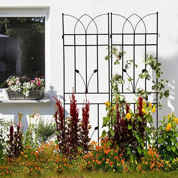 2 Pack Metal Garden Trellis 71" Black Fence Rustproof Garden Trellis for Climbing Plants Support Roses Flower Outdoor Lawn, Black by GreenHaven Gardens