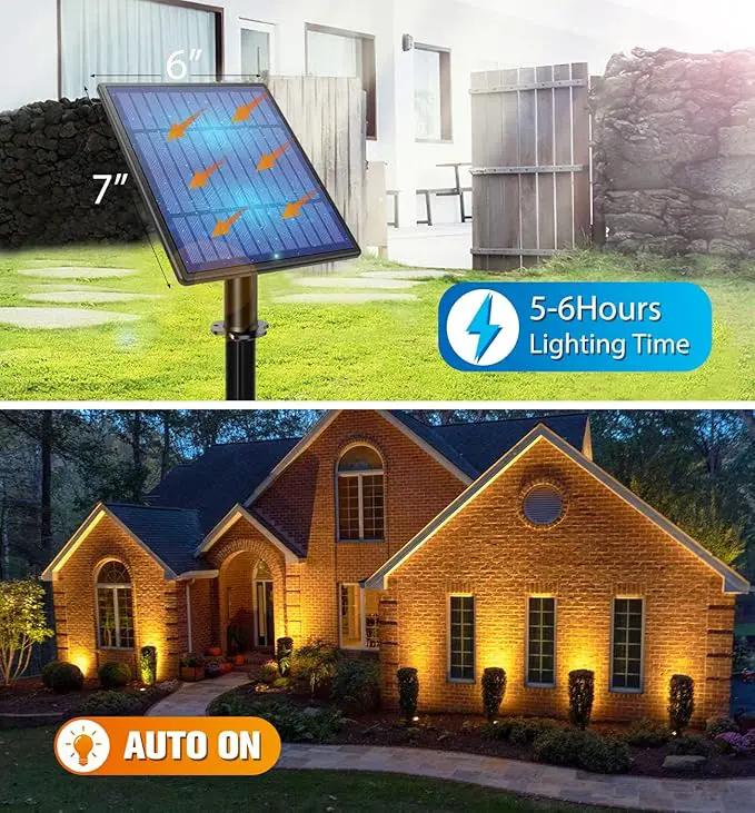 APONUO Metal Outdoor Solar Landscape Lights, Waterproof Spotlight 6-in-1 for Yard Landscape Lighting, Auto On/Off for Pathway, Driveway, Patio (Warm White) by GreenHaven Gardens