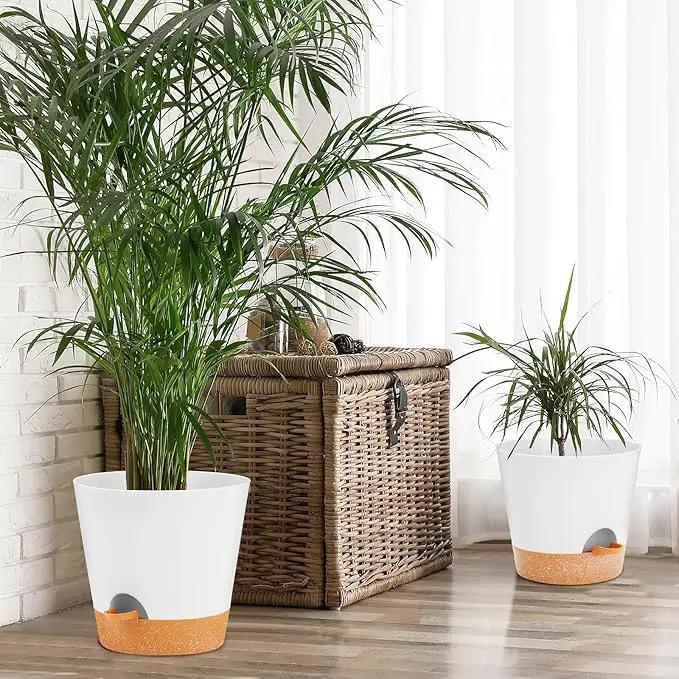 GARDIFE 10/9/8 inch Plant pots, planters for Indoor Plants, self Watering Plant Pot, Flower pots, White by GreenHaven Gardens